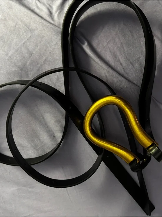 NEW Designer Inspired Brown & Black Double Strap Belts w/ Gold Accents - Picture 6 of 9